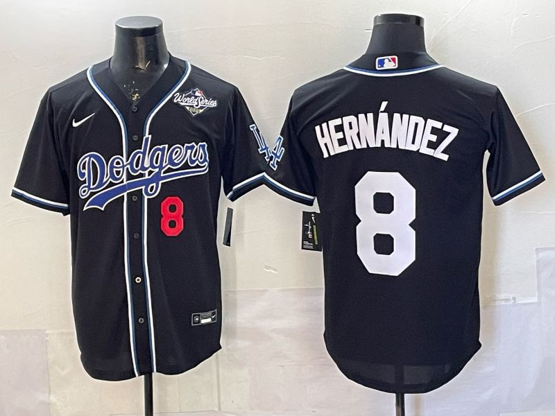 Men 2026 Nike Los Angeles Dodgers #8 Hernandez Black Game MLB Jersey 09